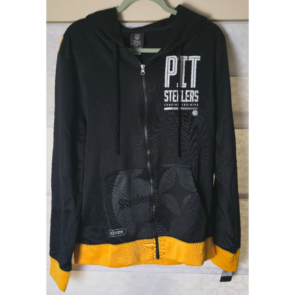 NWT Pittsburgh Steelers Combine Authentic Zip Hoodie Mens Large Black Gold NFL